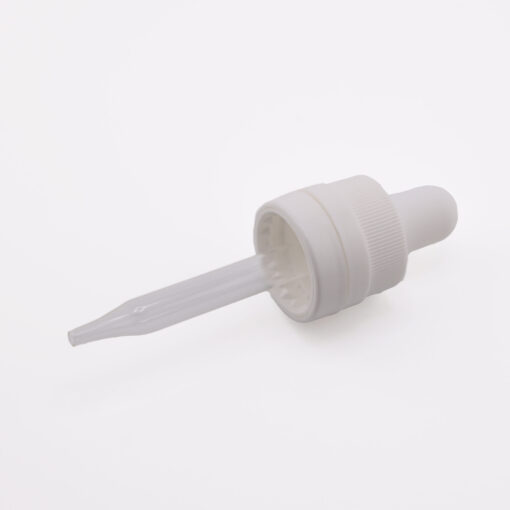 18-415 White PP Plastic Child Resistant and Tamper Evident Dropper with 65 mm Straight Glass Pipette