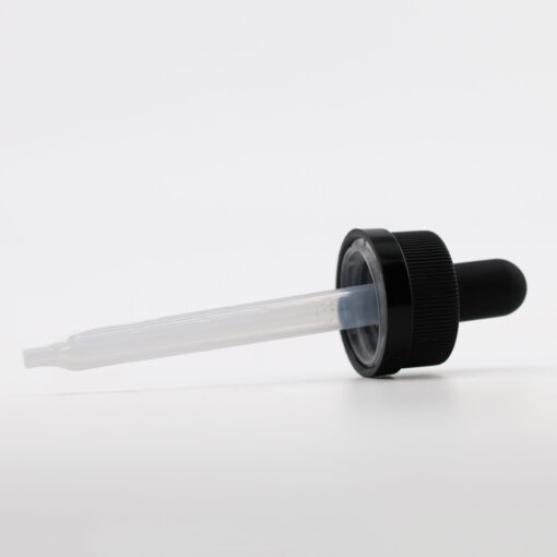 20-400 Black PP Plastic Child Resistant Dropper with 76 mm Straight Clear Embossed Graduated PP Plastic Pipette x1400