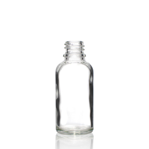 30 ml Clear Euro Round Glass Bottle with 18-DIN Neck Finish