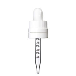 18-400 White Child Resistant with Tamper Evident Seal Graduated Glass Dropper (65mm)