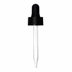 20-400 Black Glass Dropper (76mm) (Ribbed)