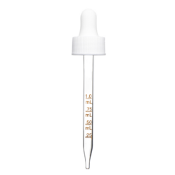 20-400 White Graduated Glass Dropper (76mm) (Ribbed)