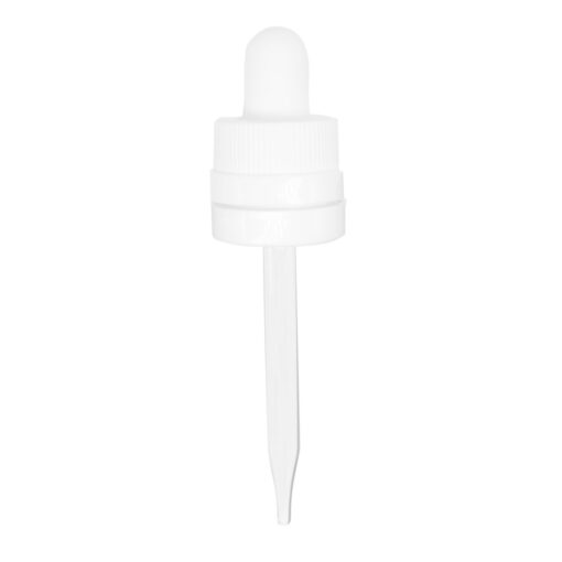 18-400 White Child Resistant with Tamper Evident Seal Glass Dropper (77mm)