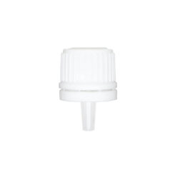 White 18-400 Euro PP Tamper Evident Ribbed Cap Orifice Dropper Assembly