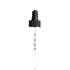 20-400 Black Ribbed Skirt Non-CRC Dropper Assembly with 76mm Black PLF Ink Graduated Plastic Pipette