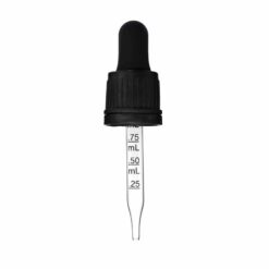 18-400 Black Graduated Glass Dropper with Tamper Evident Seal (65mm)