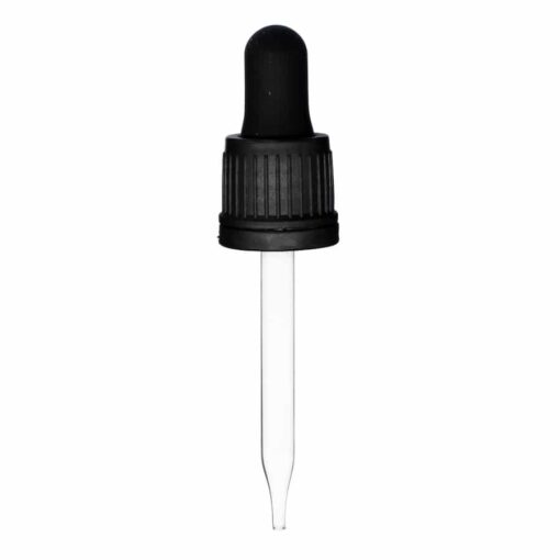 1 oz Black Glass Dropper with Tamper Evident Seal (18-400)