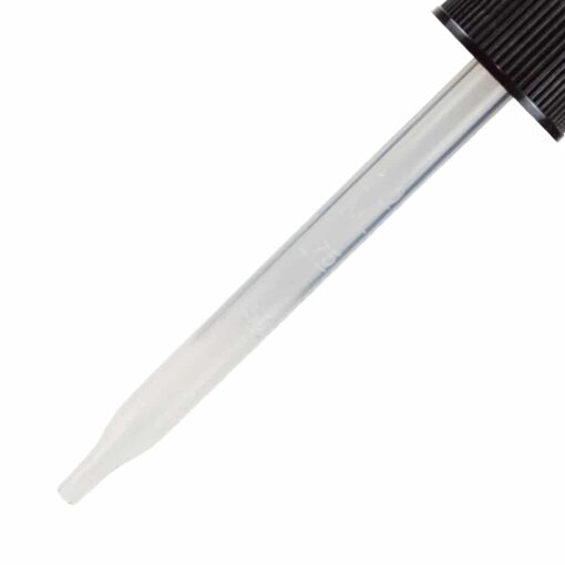 20-400 Black PP Plastic Ribbed Skirt Dropper with 91 mm Straight Embossed Graduated PP Plastic Pipette