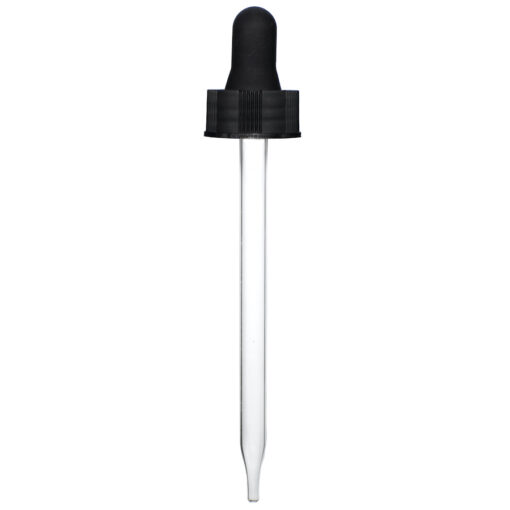 22-400 Black Glass Dropper (110mm) (Semi-Ribbed)
