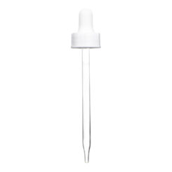 22-400 White Glass Dropper (110mm) (Semi Ribbed)