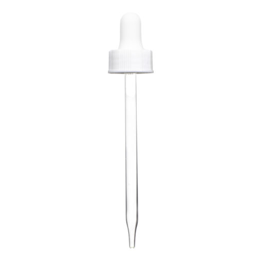 22-400 White Glass Dropper (110mm) (Semi Ribbed)