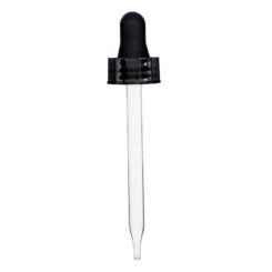 2 oz Black Glass Dropper (20-400) (Semi-Ribbed)