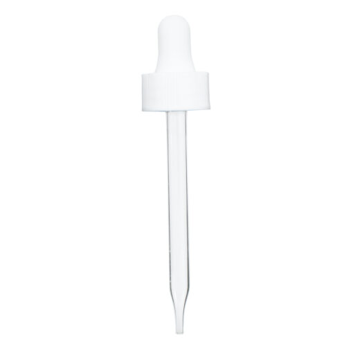 20-400 White Glass Dropper (91mm) (Semi-Ribbed)