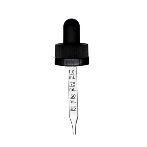 18-400 Black Child Resistant Graduated Glass Dropper (65mm)