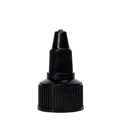 20-400 Black LDPE Ribbed Skirt Twist-Open Dispensing Top