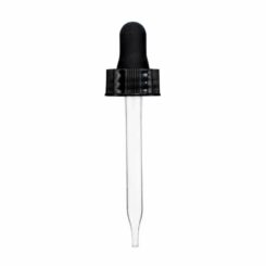 20-400 Black Glass Dropper (76mm) (Semi-Ribbed)