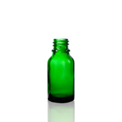 15 ml Green Euro Round Glass Bottle with 18 DIN Neck Finish Glass Bottles Wholesale Bulk Packaging by FH Packaging