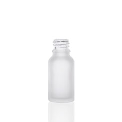 15 ml Frosted Euro Round Glass Bottle with 18 DIN Neck Finish Glass Bottles Wholesale Bulk Packaging by FH Packaging