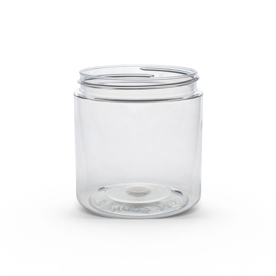 8 oz Clear PET Straight Sided Jars w/ Silver Smooth Lined Caps