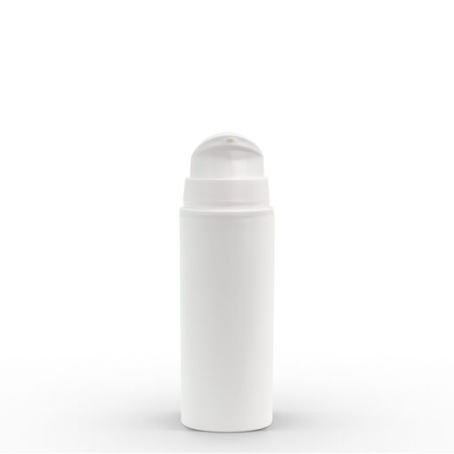 50 ml White Polypropylene Airless Pump Bottle with White Snap Cap and Overcap
