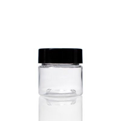 0.5 oz Clear PET Straight Sided Jar with Black Smooth Plastic Lined Cap (Set)