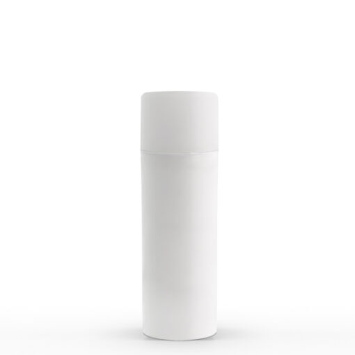 100 ml White Polypropylene Airless Pump Bottle with White Snap Cap and Matte Cap