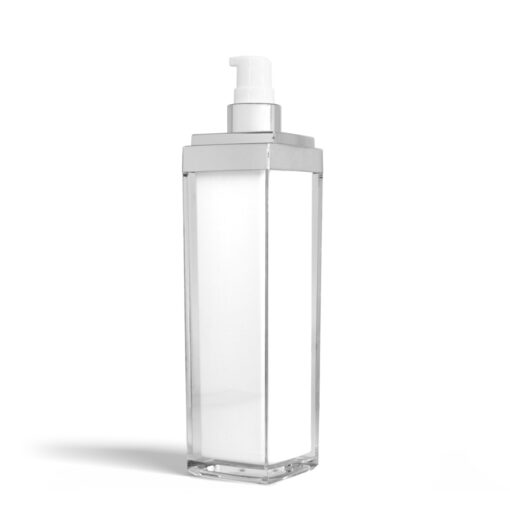 140 ml Square Acrylic Treatment Pump Bottle with Silver Cap Container Cosmetic Personal Container Bulk Wholesale FH Packaging