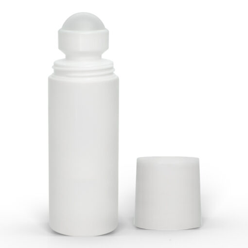 3 oz White Roll-On Deodorant Bottle with Straight Edge Cap