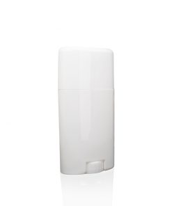 2.65 oz White Plastic Oval Deodorant Stick with Flat Top Cap