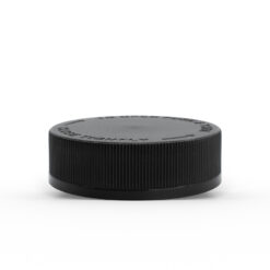 54-400 Black Child-Resistant (PDT Text Instruction) Ribbed Skirt Lid with Foam Liner