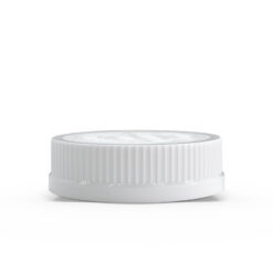 54-400 White "Push Down and Turn" Child-Resistant Ribbed Skirt Lid with Foam liner