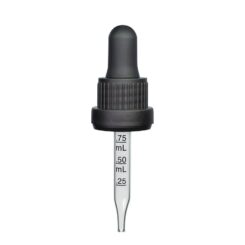 0.5 oz Black Graduated Glass Dropper with Tamper Evident Seal (18-400)(Heavy Duty)