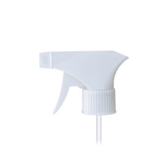 28-410 White Plastic Ribbed Skirt Trigger Sprayer with On/Off Nozzle and 9-inch Dip Tube