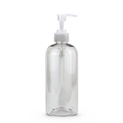16 oz Clear PET Boston Round Lotion Bottle with 248mm Lotion Pump
