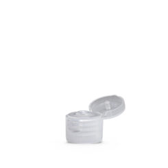 Clear Polypropylene 20-410 Ribbed Skirt Hinged Flip Top Dispensing Cap Open