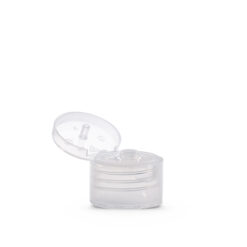 Clear Polypropylene 24-410 Smooth Skirt Hinged Flip Top Dispensing Cap Open