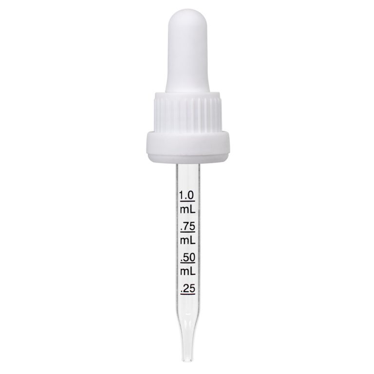 1 Oz White Graduated Glass Dropper With Tamper Evident Seal