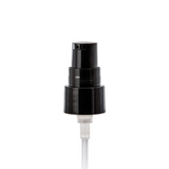 Black 20-410 Smooth Skirt Dispensing Treatment Pump with Clear Cap and 115mm Dip Tube