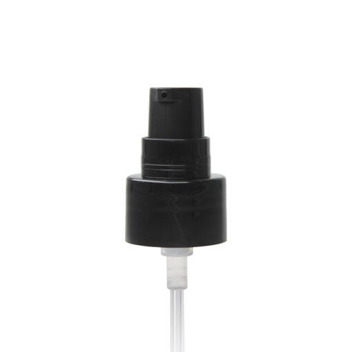 Black 24-410 Smooth Skirt Dispensing Treatment Pump with Clear Overcap and 228mm Dip Tube Cap Off