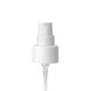White 24-410 Smooth Skirt Dispensing Treatment Pump with Clear Overcap and 228mm Dip Tube - Cap Off