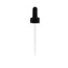 20-400 Black PP Plastic Ribbed Skirt Dropper with Long Bulb 91mm Straight Glass Pipette x1400
