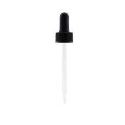 20-400 Black PP Plastic Ribbed Skirt Dropper with Long Bulb 91mm Straight Glass Pipette x1400