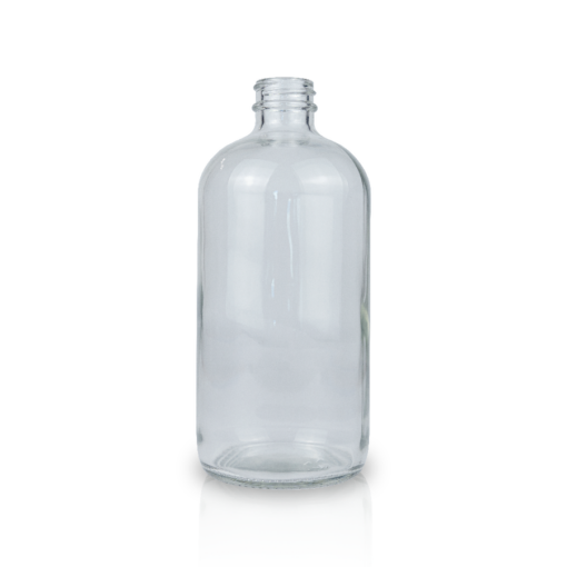 8 oz Clear Boston Round Glass Bottle with 28-400 Neck Finish