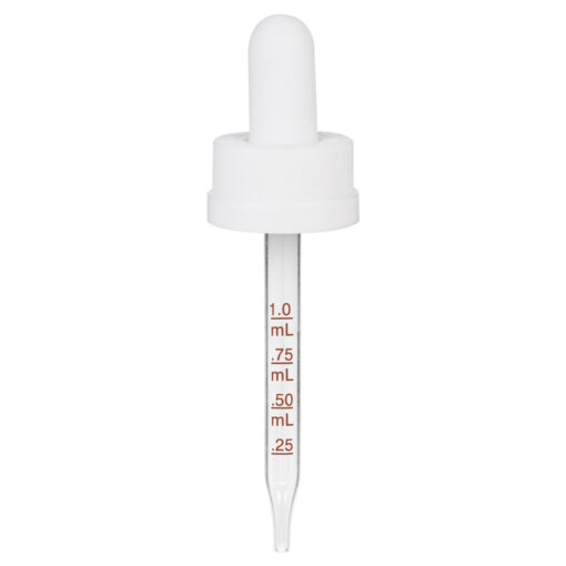 1 oz White Medical Grade Child Resistant Graduated Glass Dropper (20-400)