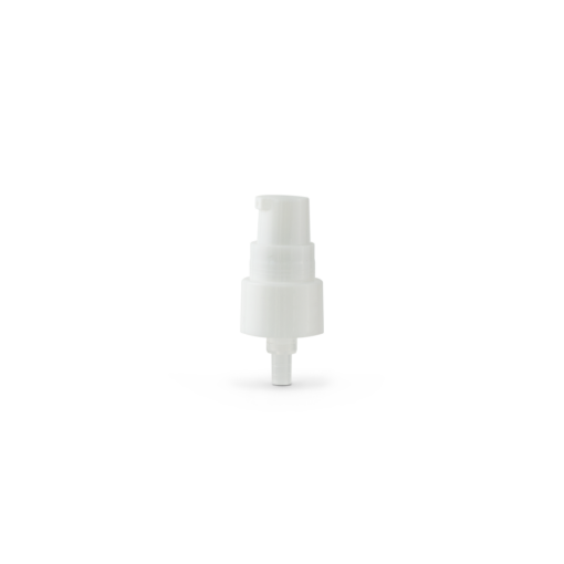 White 20-410 Smooth Skirt Dispensing Treatment Pump with Clear Cap and 100mm Dip Tube No Cap