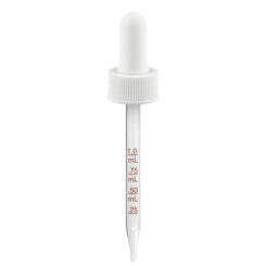 20-400 White Medical Grade Graduated Glass Dropper (91mm) (Ribbed)