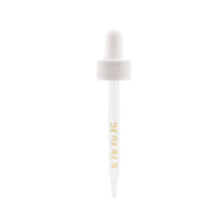 20-400 White PP Plastic Ribbed Skirt Dropper with 91mm Straight Medical Graduated Glass Pipette x1400