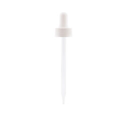 22-400 White PP Plastic Ribbed Skirt Dropper with 110 mm Straight Glass Pipette x1400