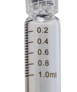 1ml Clear Graduated Syringe with Luer Lock tip Close Up Graduation