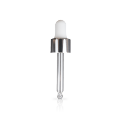 65mm Shiny Silver and Matte White Glass Dropper (18-400)